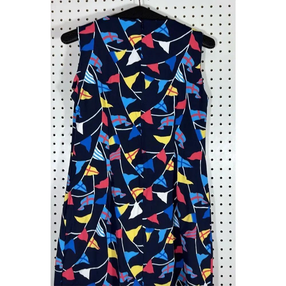 J. MCLAUGHLIN navy Flag Print Catalina Cloth Sleeveless Sophia Dress M